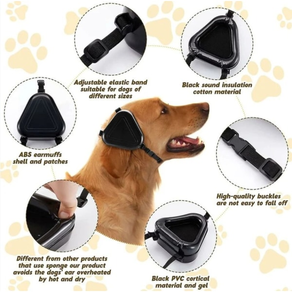 Svarte støybeskyttelse for hunder, hørselsvern for hunder