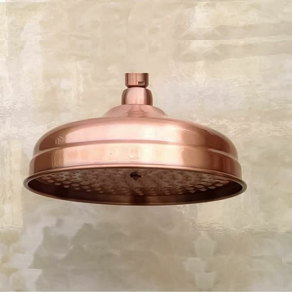 Kobber dusjhode, 20 cm (8 tommer) diameter, fast dusjhode med høyt trykk og justerbar vinkel