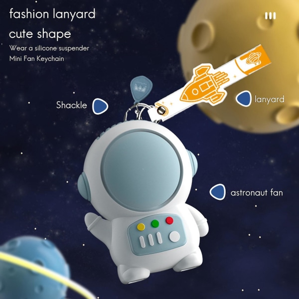 Tegneserie Astronaut Håndholdt Minivifte Bærbar Bladløs Silent USB-ladevifte kompatibel med hjemmekontor Schoo