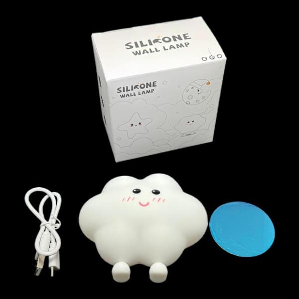 Cute Rechargeable Silicone Wall Lamp for Kids Room, Night Light, Dimmable Lamp, Decorations (Cloud)