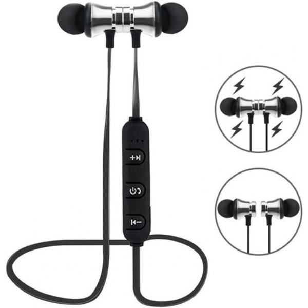 Magnetic in-Ear Stereo Headset Earphone Wireless Bluetooth 4.2 Headphone Gift - Silver lightweight, and very comfortable to wear