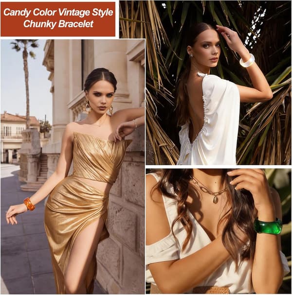 Akryl Chunky Armband för kvinnor Vit Shimmer White