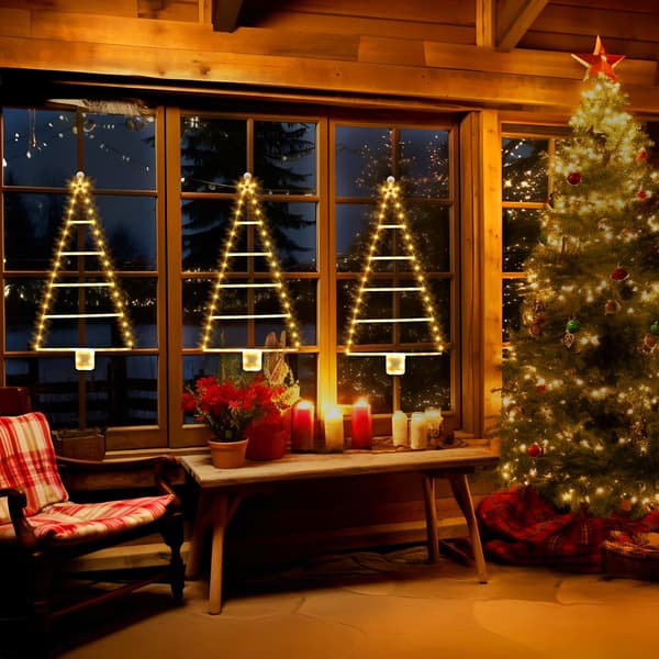 Elektriske juletrelys, 0,9M 75LED Trappelys Batteridrevet med Timer, 8 Moduser, Vanntette Trappelys Juletre