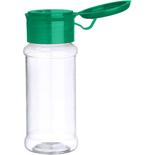 2-pakning 100ml Plastkrydderkrukker Flasker Beholdere med Svart Lopp - Perfekt for Oppbevaring av Krydder, Urter og Pulver En Størrelse