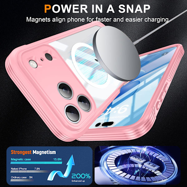 Pink 9H Tempered Glass Shockproof Case Compatible with iPhone 17 Pro Max