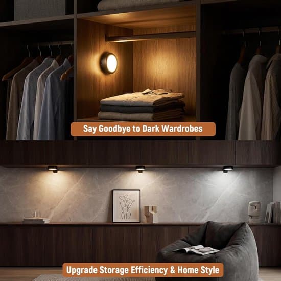 Wall Lamp - Wireless LED - Picture Frame Light - Wall Light - USB Rechargeable - 3-Piece Set - With Remote Control - Battery Operated - Spotlight - Black