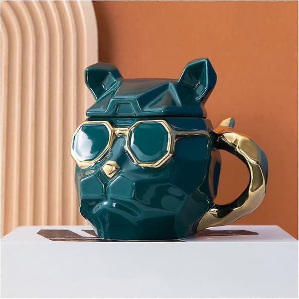 3D Cool Dog Ceramic Mug Ceramic Coffee Mug Drink Mug Coffee Cup Drink Cup with Lid 3D Animal Mug Gift Mug