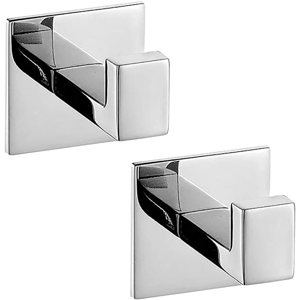 2 st SUS304 Rostfritt Stål Badrum Självhäftande Handdukskrok Hängare Kromfinish Kappkrok Robe Hook Hängare Utan Borrning (Självhäftande, 2 st)