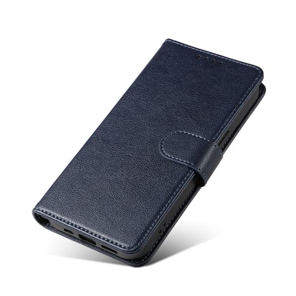 Samsung A14 Mobilskal - Läder Folio Flip Ställ Stötsäkert Skydd med Blockerande Kortfack Plånbok - Blå