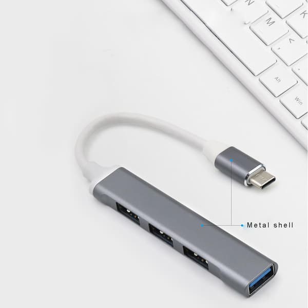 Metall USB C Hub Typ C Till 3x USB 2.0 + USB 3.0 4 Portars Adapter