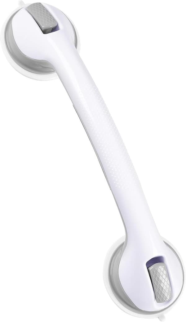 40 cm baderomsdusjhåndtak, sugekopp, avtakbart, vanntett, grå/hvitt - for eldre/gravide