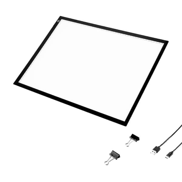 Light Board, A3 LED Light Pad with 3 Levels of Dimmable Brightness, USB Powered Light Box for Tracing, Black