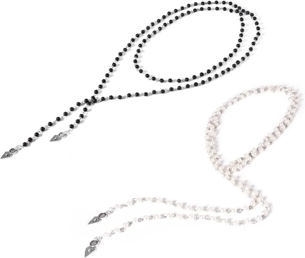 2 STK Gotisk Lagdelt Perle Choker Halskæde Sæt, Sort Hvid Goth Smykker | Justerbart Design Tilbyder Letvægts, Brugerdefineret Pasform til Strandfester, Koncerter