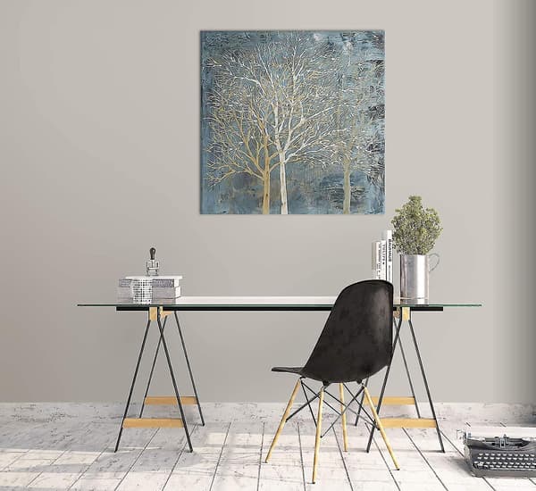 Träd Väggkonst Dekor Blå Vit Modern Abstrakt Canvas Målning Tryck Bilder Konstverk Heminredning För Kök Vardagsrum Matsal