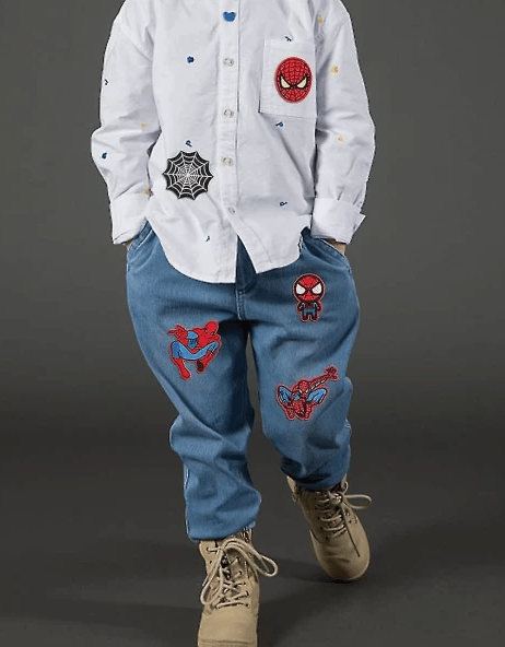 Spindelmannen tecknad broderi barn patch kläder jeans dekoration patch märke