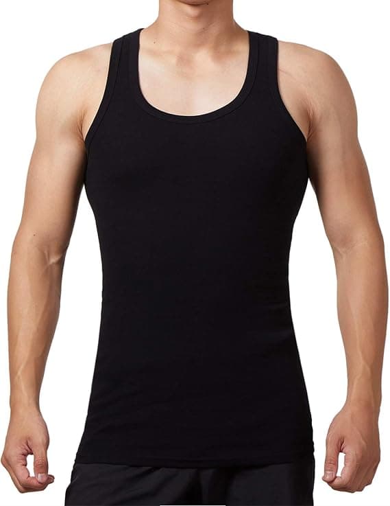 5-pak Herrlinnen 100% Bomuld Tanktop Undertøj (Sort*5 L