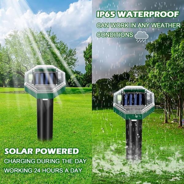 Ultrasonic Repeller for Cats and Dogs - Solar Technology - 360° Detection Area - Range up to 12 meters