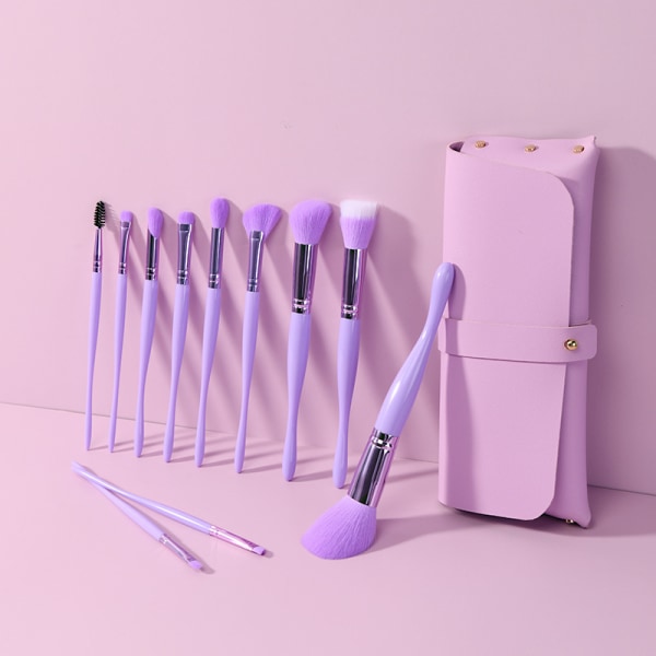 Sminkborstar, 11st Makeup Brush Set, Makeup Brushes Set Foundation Blending Cosmetic Brush Set Kit, Lila