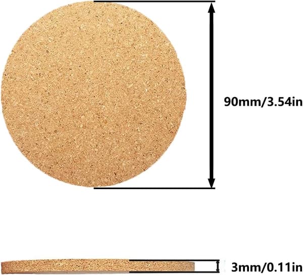 Coaster Set 10 pcs Cork Cup Pad Reusable Mat for Coffee Beer Mugs, no box