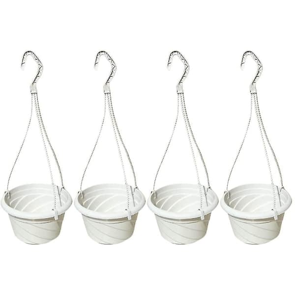 4-pack hängande planteringskorg inomhus/utomhus hängande blomma (VIT)