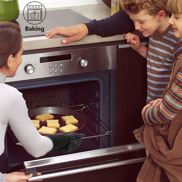 Ugnshandskar 932°F Värmebeständiga handskar, Storlek Skärbeständiga Grillhandskar, Halkskydd Silikon BBQ-handskar