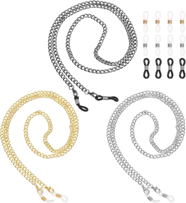 Brillekæde Sølv Sort color_name Silver/Gold/Black