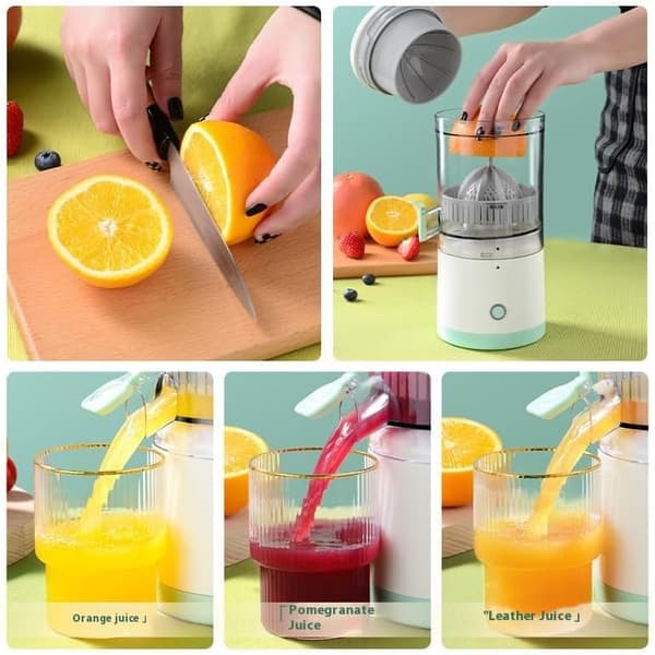 Automatic Detachable Juicer, Portable Rechargeable Juicer with USB Cable, Mini Multifunctional Fruit Juicer, Fully Automatic Operation (White)