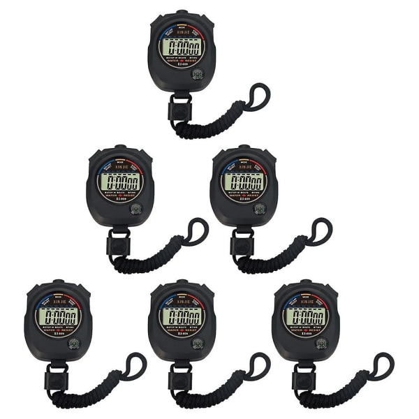 6pcs Game Stopwatch Match Timer Electronic Watch Practical Training TimerBlack6PCS