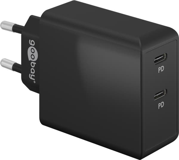 USB-C™ PD dobbelt hurtigoplader (36 W) sort Svart