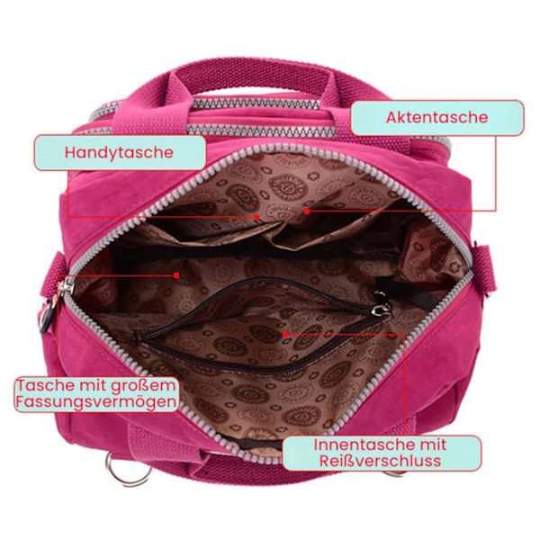 Afslappet nylon taske, stor rejsetaske, vandtæt håndtaske, 2-vejs brug Fuchsia