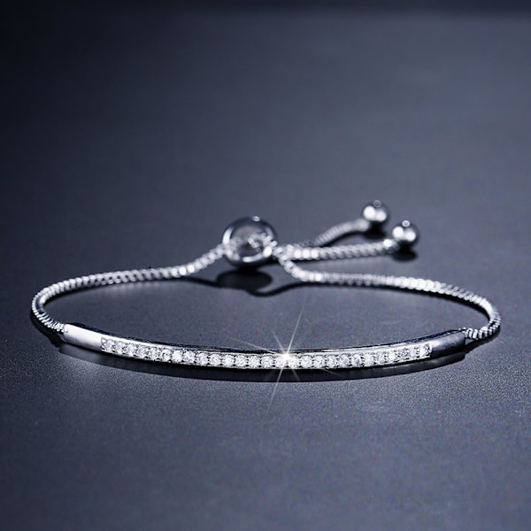 Trendigt silverarmband för kvinnor, utsökt glidande spännarmband smycken, justerbart damarmband