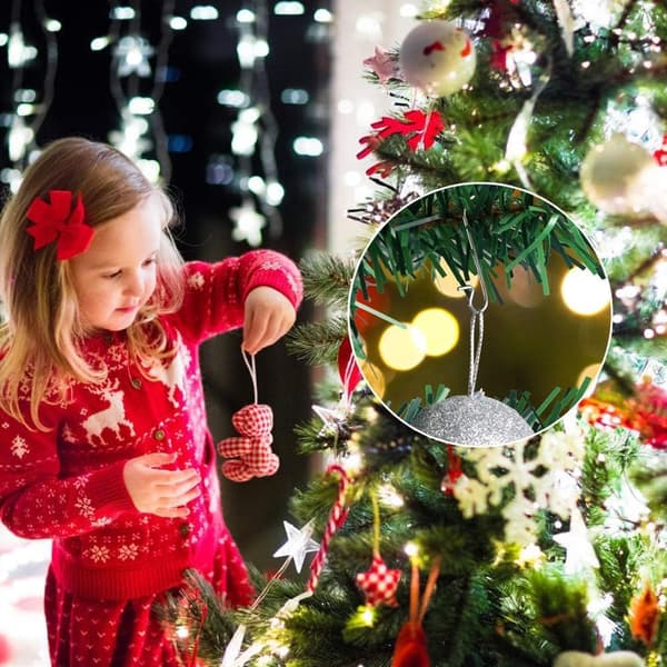120 kugleophæng S-kroge små hurtigophæng til julekugler sølv