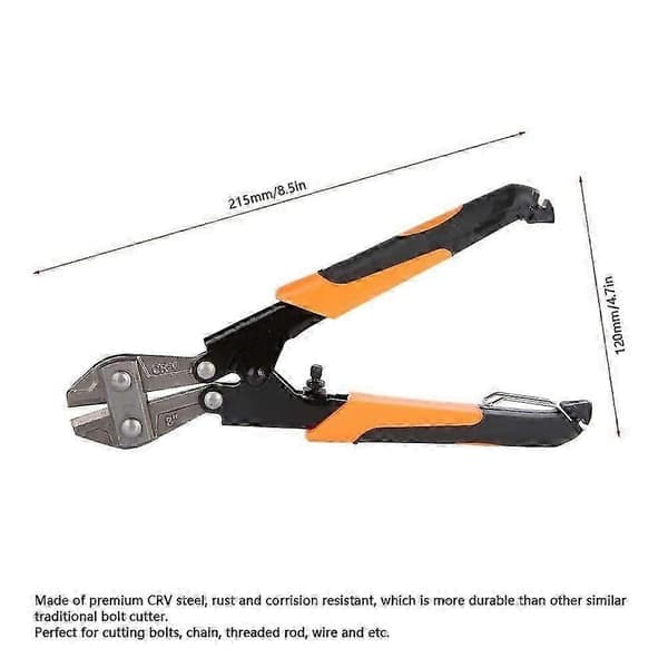 Mini Bolt Cutter, 8 inch Heavy Duty Mini Bolt Cutter, Cutting Pliers, Cable Cutter, Cutting Tool, for Cutting Bolts, Chains, Threaded Rods