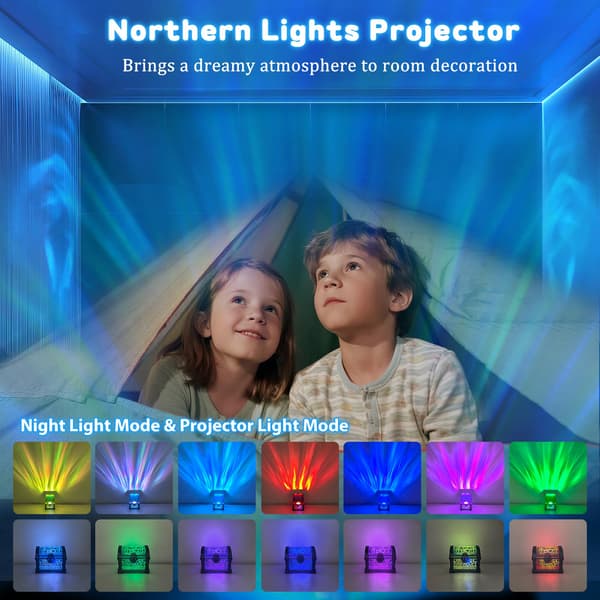Northern Lights Projector Treasure Chest Night Light Aurora Light Projector with 8 Effects and Remote Control Dimmable Galaxy Light Mood