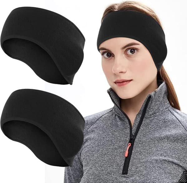 Black 2-piece Lightweight Headband for Ears, Winter Headband Earmuffs Warm Comfortable
