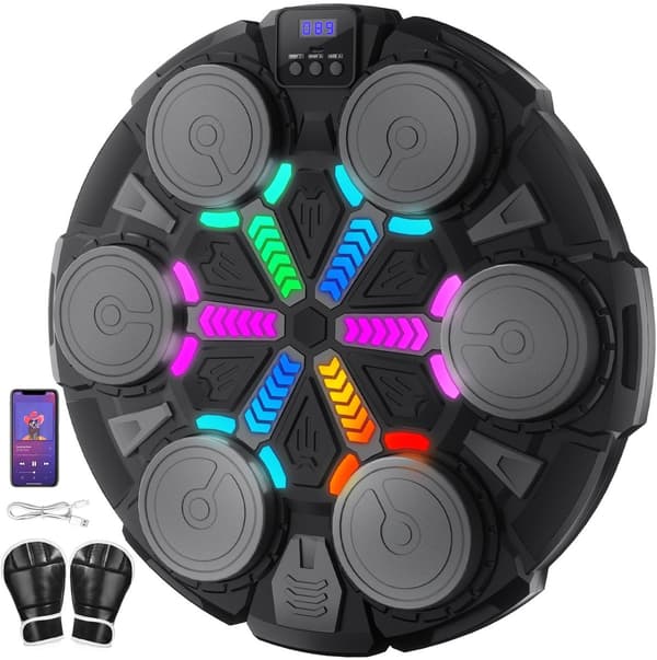 Musical Boxing Machine Wall Mounted with Gloves 3 Modes Adjustable Speed Home Training