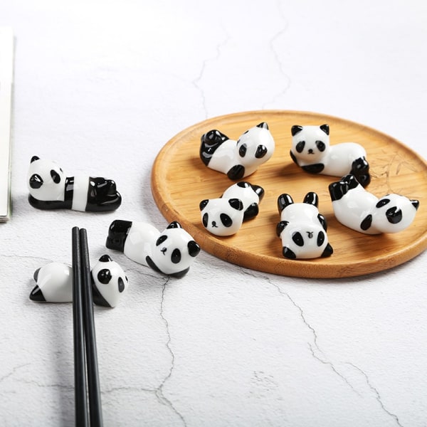 8st söta keramiska Panda Ätpinnar Rest Rack Ställhållare för ätpinnar, Keramiska Ware Chopsticks Stand Rest Rack， Present för pojkar Gi