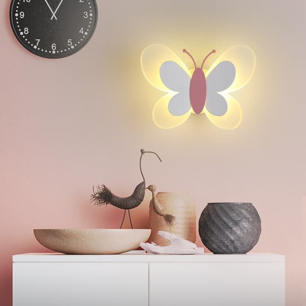 LED-lamper med bryter Vegglamper med trefarget kabel Sommerfugl Ni