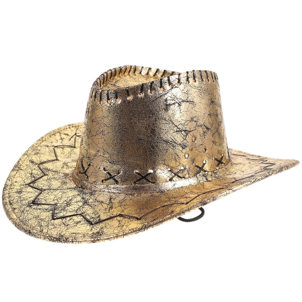 Cowboy Hat i Kunstlæder Western Cowboy Hat Til Fest Cosplay PerformanceGolden36X33X Golden 36X33X12CM