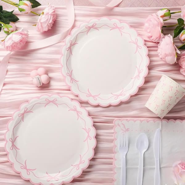 144 st rosa bågfest för bröllop Pink Scalloped
