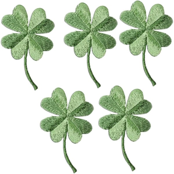 5 st växtklistermärken Modejacka Paljettjackor Tecknade tygklistermärken Irländska broderade lappar Stryk på reparation Grön broderilapp