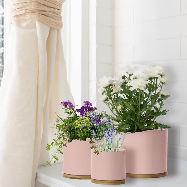 Ceramic Flower Pot Light Pink Indoor Flower Pot Ceramic Flower Pot Container Outdoor Medium With Saucer