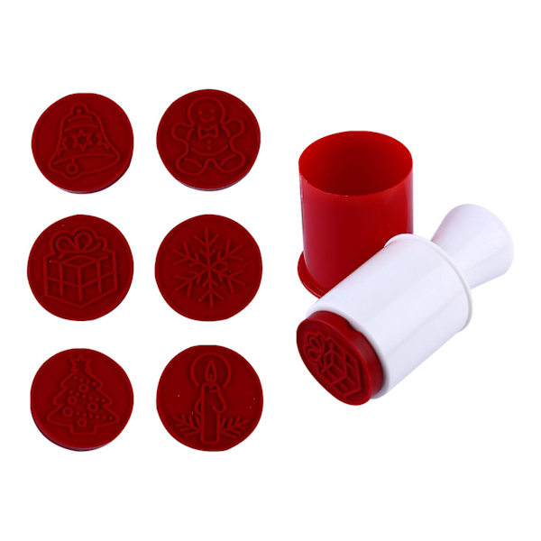 6 stk. Julekage Stempler Søde Julekager Form Bagetilbehør Rød 12.5X5.5CM Red 12.5X5.5CM