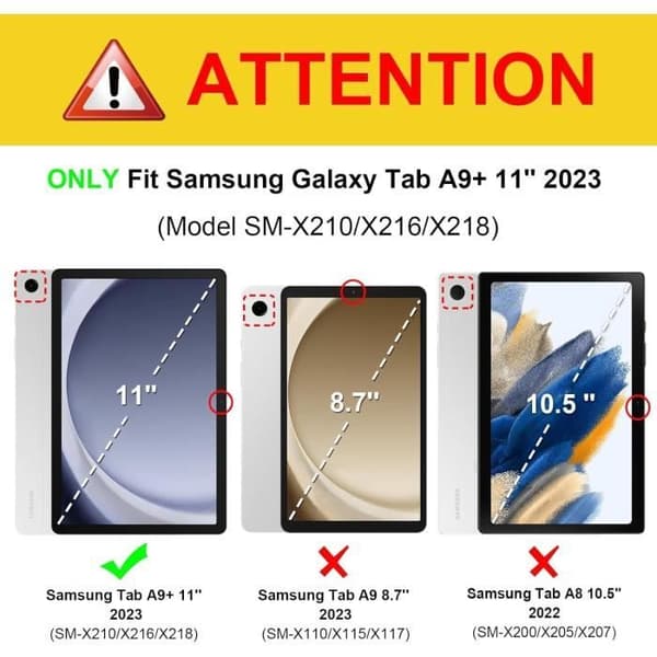 Tastatur - TRAHOO - Samsung Galaxy Tab A9 Plus - AZERTY - Trådløst - Lett og bærbart