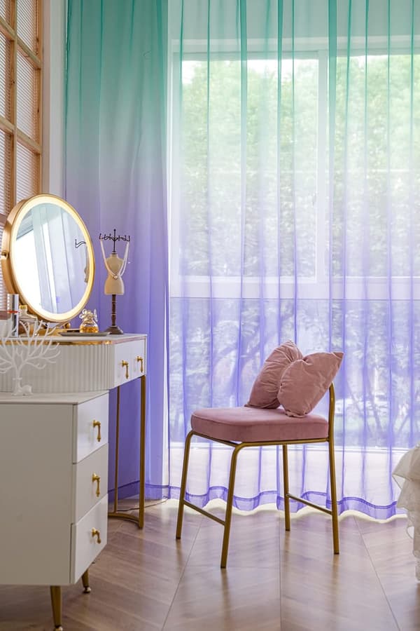 Fönster Gradient Farve Skære Gardiner 213 cm Lange 2 Skære Gardinpaneler Basic Stangsæt til Soveværelse Stue Børneværelse Køkken Terrasse