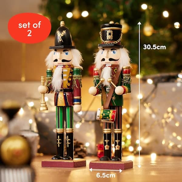 2 stora träklämmor i form av julnötknäppare med fästen, 30 cm-FS-