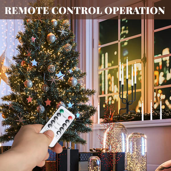 Battery-operated Taper Candles 6-pack Flameless Candle Holder Remote Control Timer Function 27.94 x 1.98 cm White