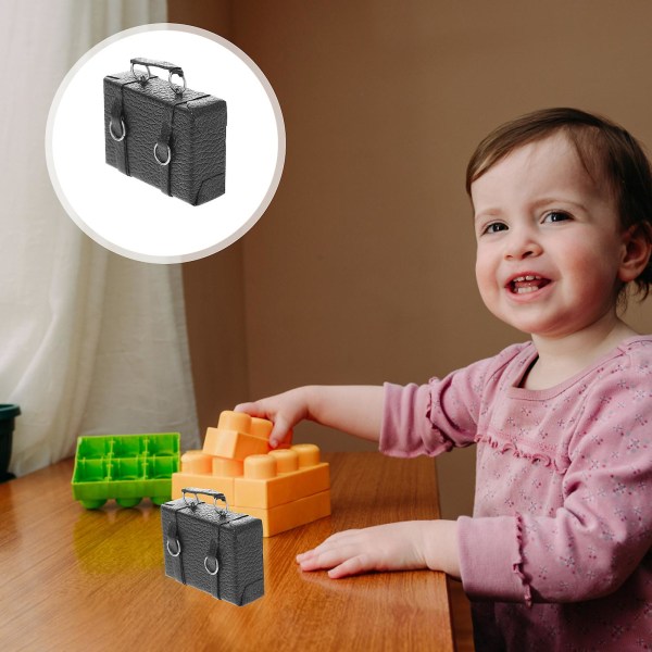 Mini resväska Miniatyr vintage resväska barn mini leksak Mini hus tillbehör Svart 4,5x4 cm Black 4.5x4cm