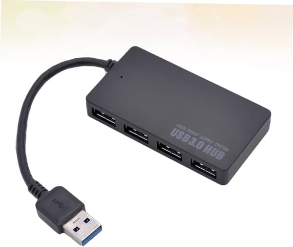 USB-enhetstilkobling 4 USB-hubbporter USB-splitter USB-port for smarttelefon USB-adapter Svart
