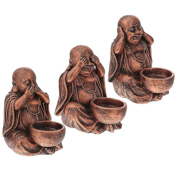 3 stk Buddha Statue Lysestake